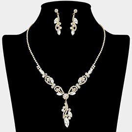 Marquise Stone Cluster Rhinestone Paved Necklace
