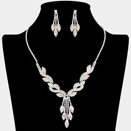 Rhinestone Paved Ornate Drop Necklace