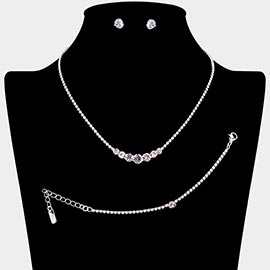 Classic Round Stone Link Rhinestone Paved Necklace