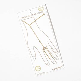 Gold Dipped Delicate Beaded Mother of Pearl Quatrefoil Accent Hand Chain Magnetic Bracelet