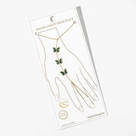Gold Dipped Butterfly Charm Link Hand Chain Magnetic Bracelet
