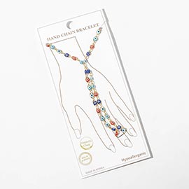 Gold Dipped Evil Eye Charm Link Hand Chain Magnetic Bracelet