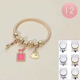 12PCS - Perfume Bottle High Heel Bag Charm Beaded Stretch Bracelets