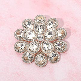 Glass Stone Flower Pin Brooch