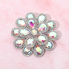 Glass Stone Flower Pin Brooch