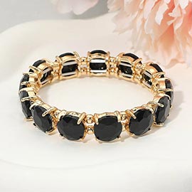Round Stone Cluster Beaded Stretch Evening Bracelet