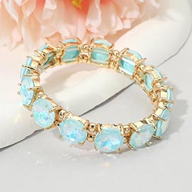 Round Stone Cluster Beaded Stretch Evening Bracelet