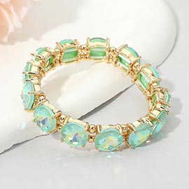Round Stone Cluster Beaded Stretch Evening Bracelet
