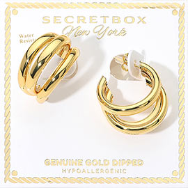 SECRET BOX_Genuine Gold Dipped Hypoallergenic Chunky Split Hoop Earrings