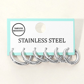 3Pairs - Stainless Steel Stone Pave Huggie Hoop Earring Set