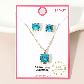 DECEMBER - Gold Dipped Birthstone Pendant Necklace