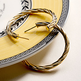 18K Gold Filled Twisted Hoop Earrings