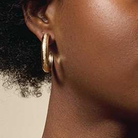 18K Gold Filled Textured Chunky Hoop Earrings