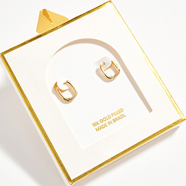 18K Gold Filled Minimal Rectangular Huggie Hoop Earrings
