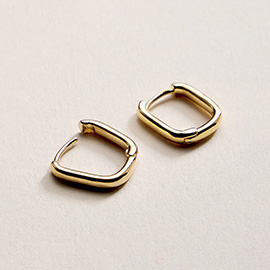 18K Gold Filled Minimal Rectangular Huggie Hoop Earrings