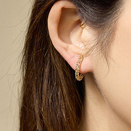 18K Gold Filled Textured Mini Curved Hoop Earrings