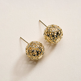 18K Gold Filled Openwork Dome Stud Earrings
