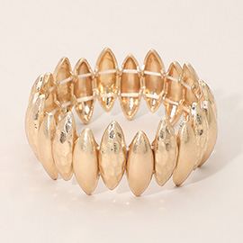 Bold Hammered Metal Marquise Beaded Stretch Bracelet