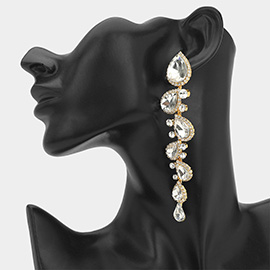 Bold Teardrop Stone Cluster Embellished Drop Evening Earrings
