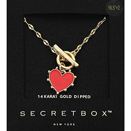 SECRET BOX_14K Gold Dipped Enamel Heart Toggle Necklace