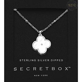 SECRET BOX_Sterling Silver Dipped Stone Accent Quatrefoil Pendant Necklace