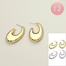 12Pairs - Chunky Oval Crescent Hoop Earrings