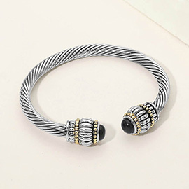 Boho Stone Tip Twisted Cable Cuff Bracelet