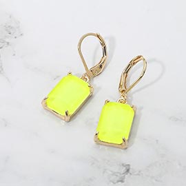 Rectangular Glass Stone Drop Dangle Earrings