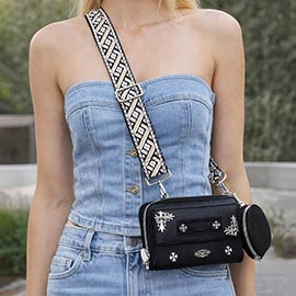 Silver Crest Faux Leather Wallet Crossbody Bag