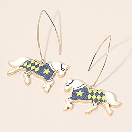 Horse Charm Drop Long Earrings