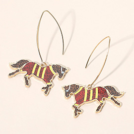 Horse Charm Drop Long Earrings
