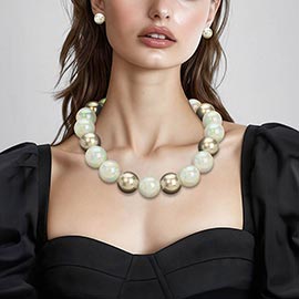Chunky Ball Beaded Statement Necklace