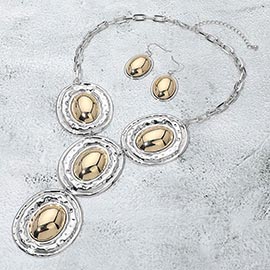 Hammered Oval Link Statement Necklace
