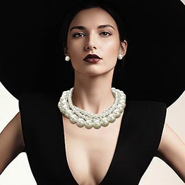 Triple Strand Chunky Pearl Statement Necklace