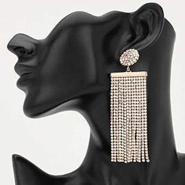 Rhinestone Fringe Drop Statement Evening Earrings