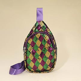 Mardi Gras Diamond Chevron Sling Bag