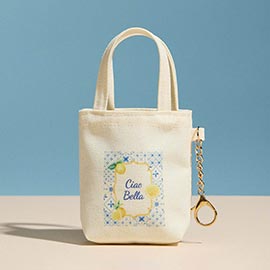 Ciao Bella Lemon Print Keychain Mini Tote Bag