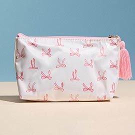 Bow Pattern Tassel Multi Purpose Portable Pouch Bag