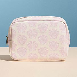 Shell Pattern Print Portable Cosmetic Pouch Bag