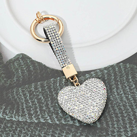 Bling Studded Heart Keychain Bag Charm