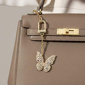 Gold Dipped CZ Pave Butterfly Drop Keychain Bag Charm