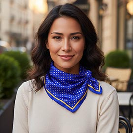 Polka Dot Pattern Printed Square Silky Satin Bandana Scarf