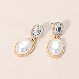 Oval Pearl Drop Earrings