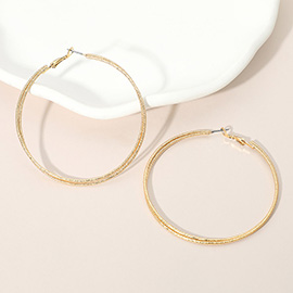 Gold Dipped Textured Double Layered Hoop Earrings