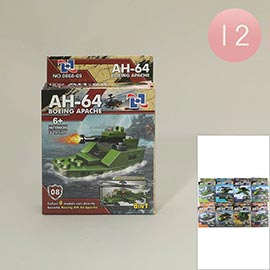 12PCS - AH-64 Helicopter Building Block Toys