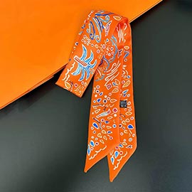 Abstract Pattern Print Silky Twilly Skinny Scarf