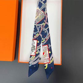 Abstract Playing Card Print Silky Twilly Skinny Scarf