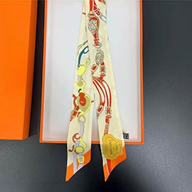 Equestrian Print Silky Feel Twilly Scarf
