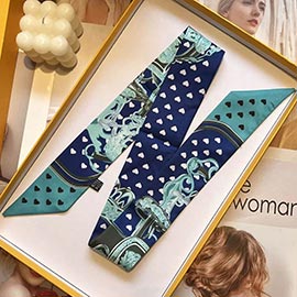 Equestrian Saddle Print Silk Feel Twilly Scarf