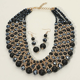 Bold Beads Strand Collar Statement Necklace